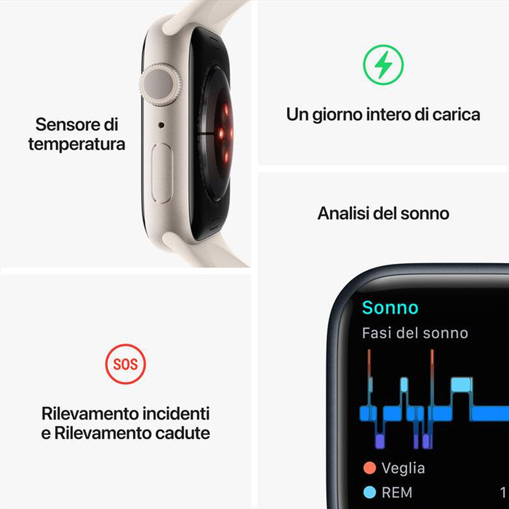 APPLE - Watch Series 8 GPS 41mm Alluminio-Mezzanotte