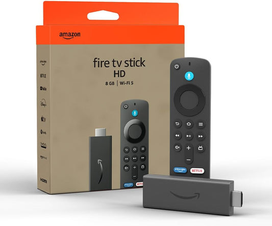 Amazon Fire TV Stick HD (Ultimo modello), TV gratuita e in diretta, telecomando vocale Alexa, controlli per Casa Intelligente, streaming HD